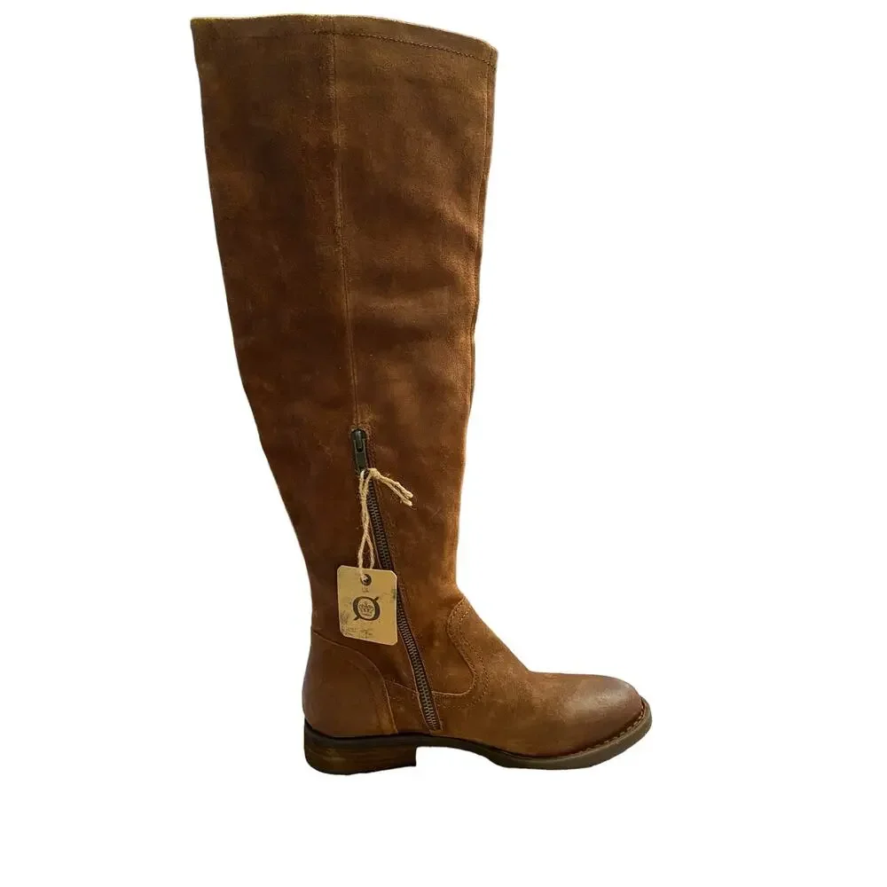 Born Britton Over the Knee Leather Suede Boots Rust Distressed Size 8M